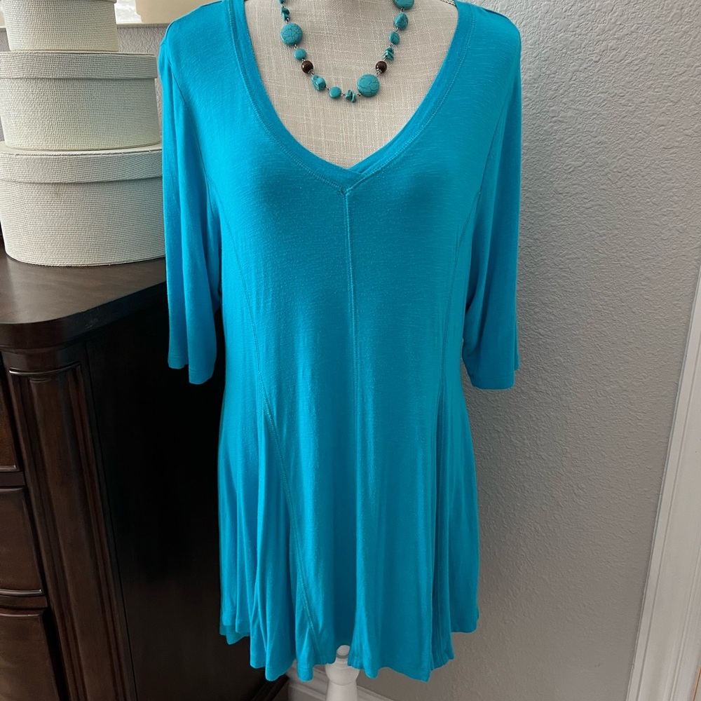Soft Surroundings Teal V-Neck Tunic